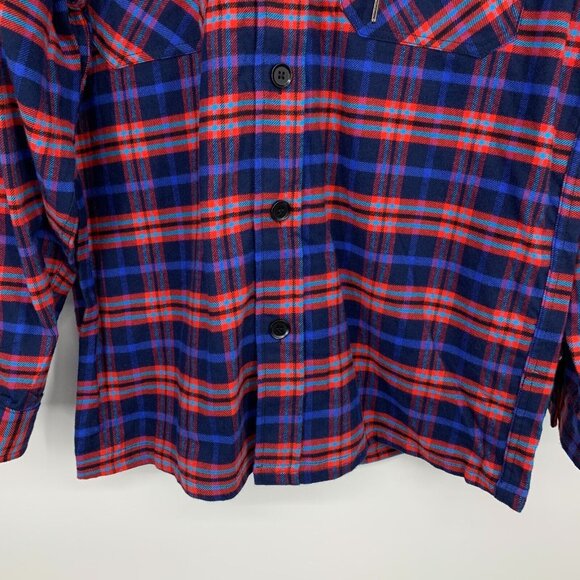 BlankNYC Shirt Mens Size Medium Button Down Plaid Hooded Long Sleeve Blue NWT - Picture 5 of 11
